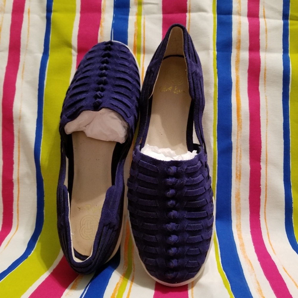 Elliott Lucca Suede Slip-on Woven Sandals:New